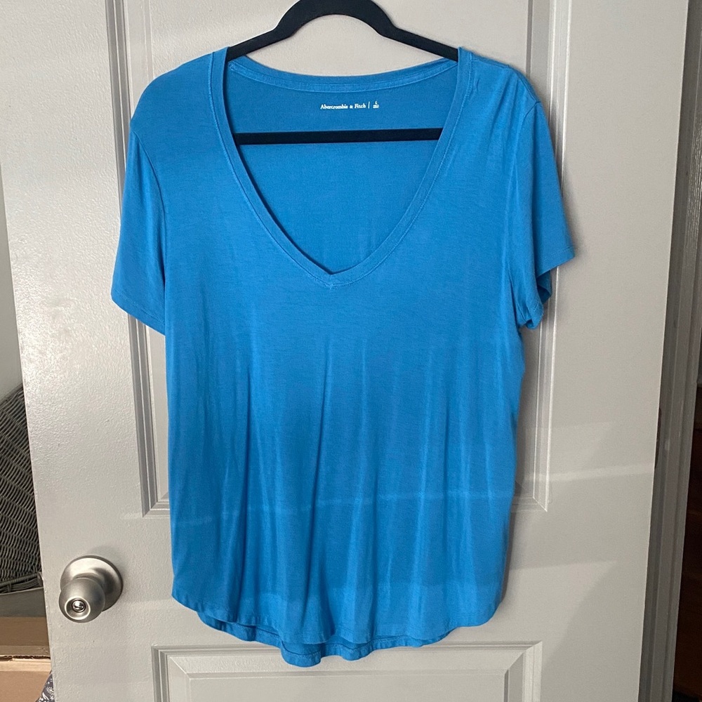 Abercrombie & Fitch Vibrant Blue V-Neck Tee